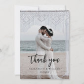 Modern Simple white overlay 2 Foto Wedding Dankeskarte (Vorderseite)