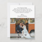 Modern Simple white overlay 2 Foto Wedding Dankeskarte (Rückseite)