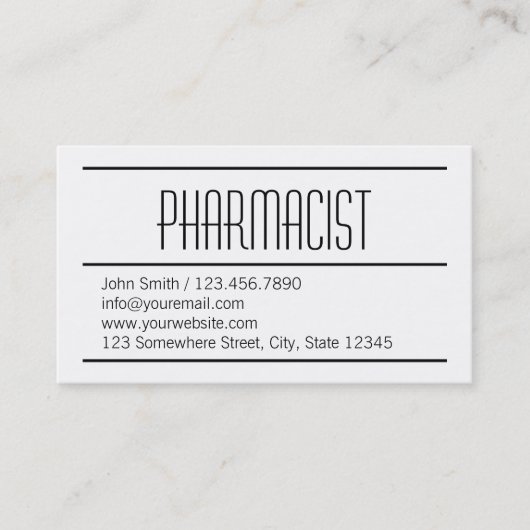 Modern Simple White Pharmaceuticals Business Card Visitenkarte (Vorderseite)
