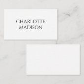Modern Simple White Trendy Minimalist Plain Name Begleitkarte (Vorne/Hinten)
