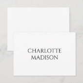 Modern Simple White Trendy Minimalist Plain Name RSVP Karte (Vorne/Hinten)