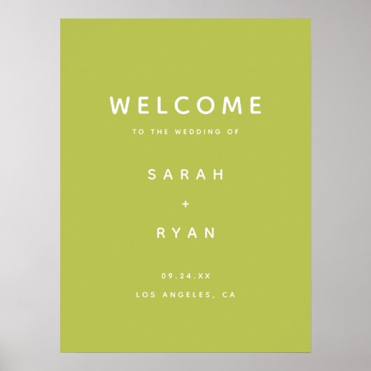 Modern Simplistic Lime Green Wedding Welcome Poster (Vorne)