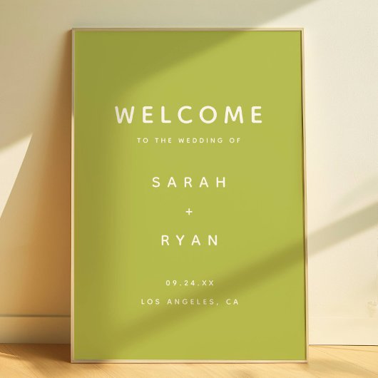 Modern Simplistic Lime Green Wedding Welcome Poster