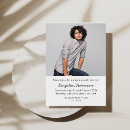 Modern Single Photo Boy Graduation Invitation Einladung