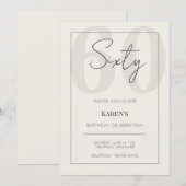 Modern Sixty 60th Birthday Celebration  Einladung (Vorne/Hinten)