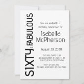 Modern Sixty and Fabulous 60th Birthday Party Einladung (Vorderseite)