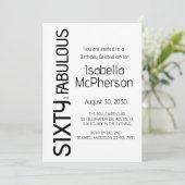 Modern Sixty and Fabulous 60th Birthday Party Einladung (Stehend Vorderseite)