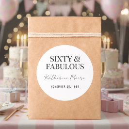 Modern Sixty and Fabulous Bold 60th Birthday Party Runder Aufkleber