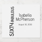 Modern Sixty and Fabulous Bold Birthday Party Schaumweinetikett (Einzelnes Label)