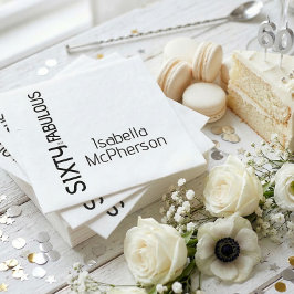 Modern Sixty and Fabulous Bold Birthday Party Serviette