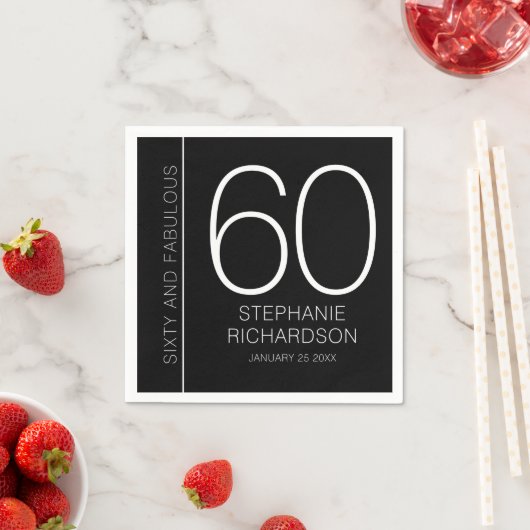 Modern Sixty and Fabulous Name Date 60th Birthday Serviette (Beispiel)
