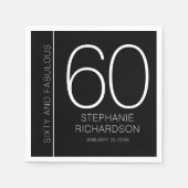 Modern Sixty and Fabulous Name Date 60th Birthday Serviette (Vorderseite)