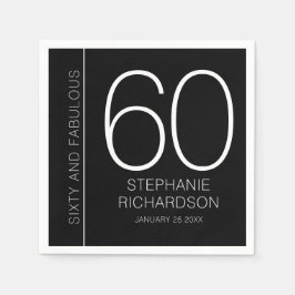 Modern Sixty and Fabulous Name Date 60th Birthday Serviette