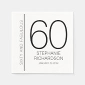 Modern Sixty and Fabulous Name Date 60th Birthday Serviette (Vorderseite)