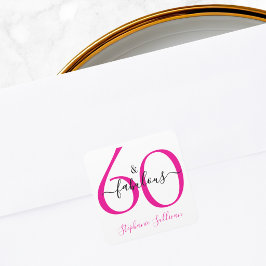 Modern Sixty and Fabulous Pink 50th Birthday Party Quadratischer Aufkleber