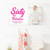 Modern Sixty and Fabulous Pink 60th Birthday Party Banner (Insitu)