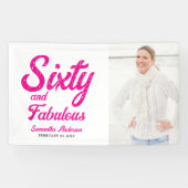 Modern Sixty and Fabulous Pink 60th Birthday Party Banner (Horizontal)