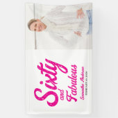 Modern Sixty and Fabulous Pink 60th Birthday Party Banner (Vertikal)