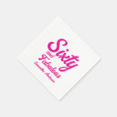 Modern Sixty and Fabulous Pink 60th Birthday Party Serviette (Ecke)