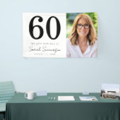 Modern Sixty Black White Photo 60th Birthday Party Banner (Messeveranstaltung)