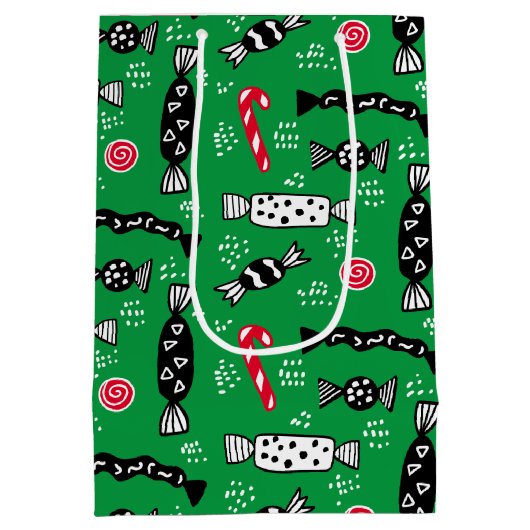 Modern skandinavische Candy Bonbon Weihnachten Grü Mittlere Geschenktüte (Rückseite)