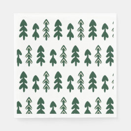 Modern Sketch Christmas Tree Paper Napkin Serviette