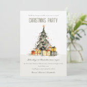 Modern Sketchy Christmas Tree Holiday Party Invite Feiertagskarte (Stehend Vorderseite)