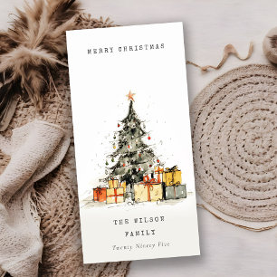 Modern Sketchy Weihnachtsbaum Geschenke Urlaubskar Feiertagskarte