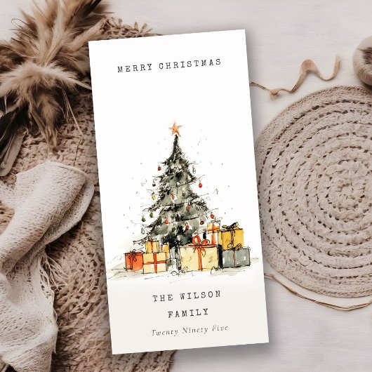 Modern Sketchy Weihnachtsbaum Geschenke Urlaubskar Feiertagskarte