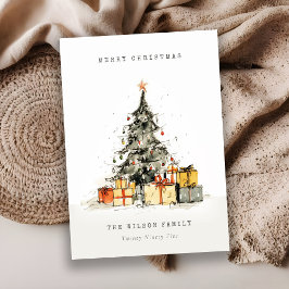 Modern Sketchy Weihnachtsbaum Geschenke Urlaubskar Feiertagskarte