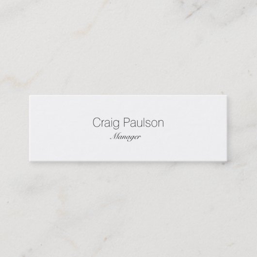 Modern Skinny Elegante White Business Card Mini Visitenkarte (Vorderseite)