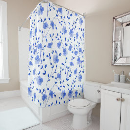 Modern Sky Blue Daisy Floral  Duschvorhang