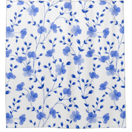 Modern Sky Blue Daisy Floral Duschvorhang