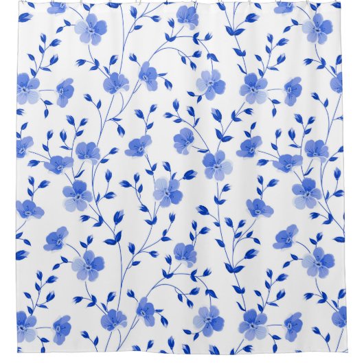 Modern Sky Blue Daisy Floral Duschvorhang (Vorderseite)