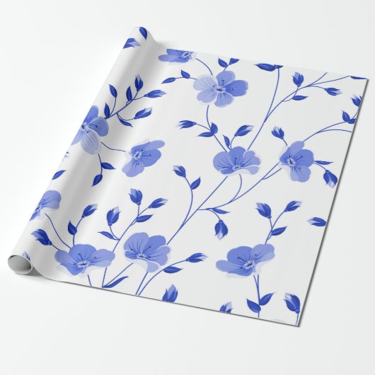 Modern Sky Blue Daisy Floral Geschenkpapier (Ungerollt)