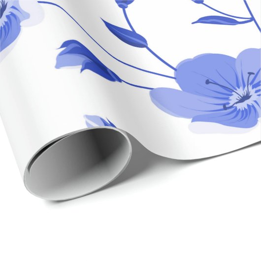 Modern Sky Blue Daisy Floral Geschenkpapier (Rolleneckpunkt)