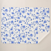 Modern Sky Blue Daisy Floral Sherpadecke (Vorderseite (Horizontal))