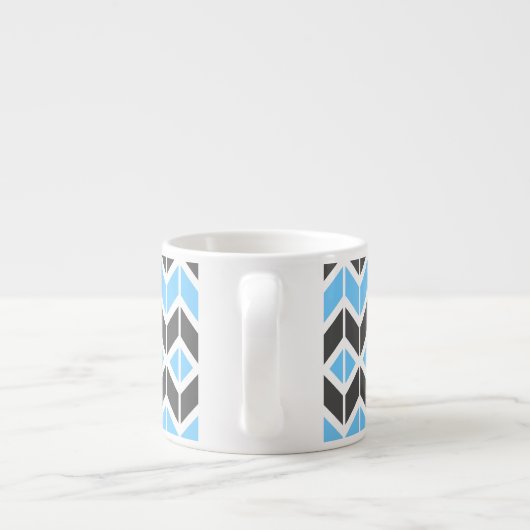 Modern Sky Blue Dark Gray Geometric Herringbone Espressotasse (Rückseite)