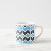 Modern Sky Blue Dark Gray Geometric Herringbone Espressotasse (Rechts)
