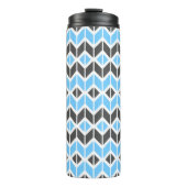 Modern Sky Blue Dark Gray Geometric Herringbone Thermosbecher (Vorderseite)
