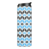 Modern Sky Blue Dark Gray Geometric Herringbone Thermosbecher (Nach links gedreht)
