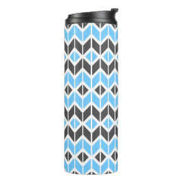 Modern Sky Blue Dark Gray Geometric Herringbone Thermosbecher