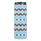 Modern Sky Blue Dark Gray Geometric Herringbone Thermosbecher (Rückseite)