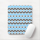 Modern Sky Blue Dark Gray Herringbone Geometric Mousepad (Mit Mouse)