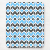 Modern Sky Blue Dark Gray Herringbone Geometric Mousepad (Vorne)