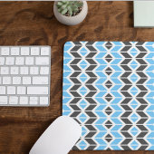 Modern Sky Blue Dark Gray Herringbone Geometric Mousepad