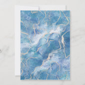 Modern Sky Blue Gold Agate Wedding Einladung (Rückseite)