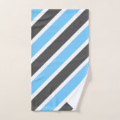 Modern Sky Blue Gray Diagonal Stripes Badhandtuch Set (Handtuch)