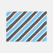 Modern Sky Blue Gray Diagonal Stripes Fleecedecke (Vorderseite (Horizontal))