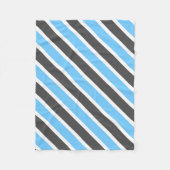 Modern Sky Blue Gray Diagonal Stripes Fleecedecke (Vorderseite)